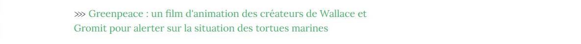 Lien vers article "Greenpeace : un film d'animation des créateurs de Wallace et Gromit pour alerter sur la situation des tortues marines".