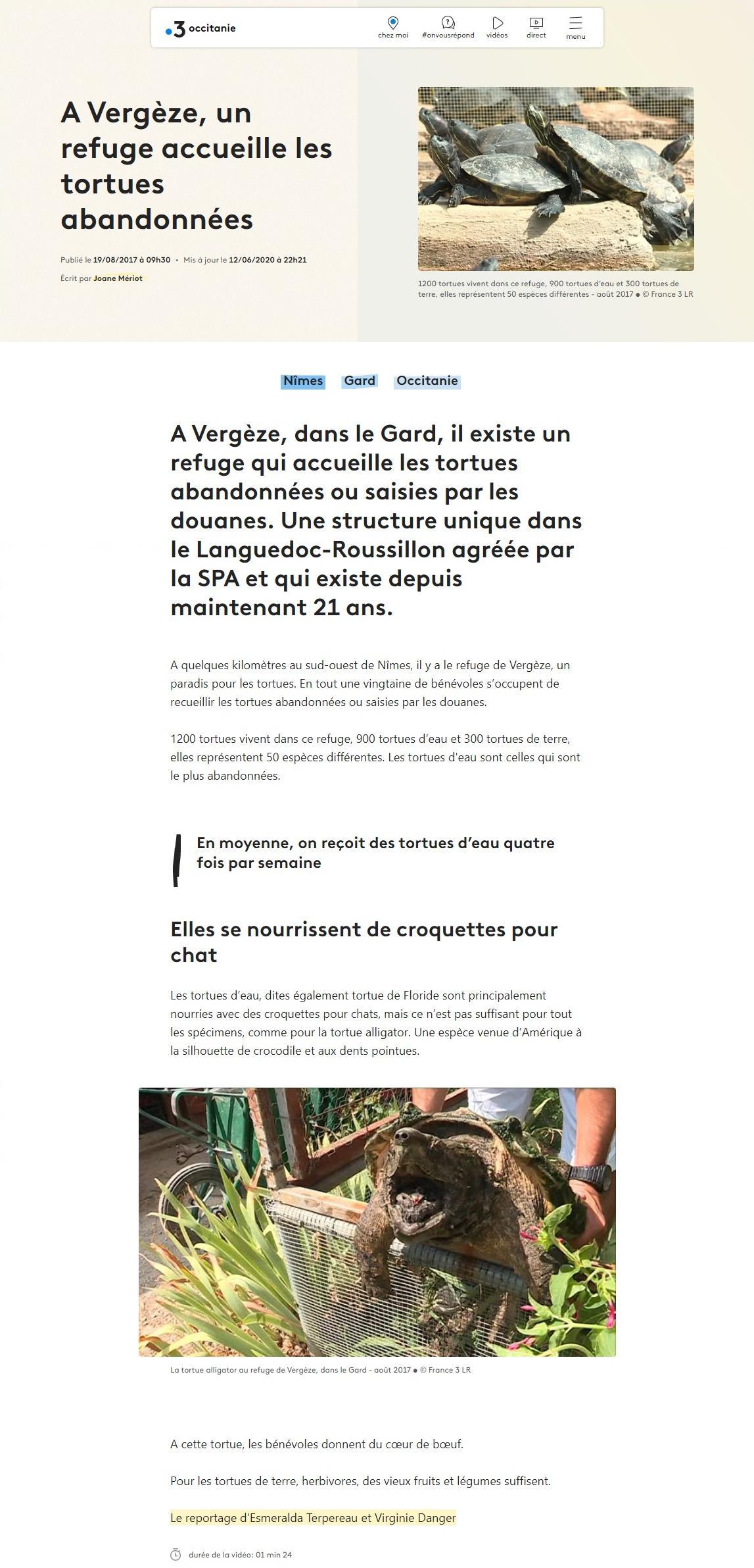 Article France 3 sur le refuge de Vergèze_01.